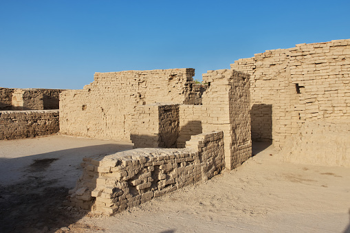 Mohenjo daro ruins close Indus river in Larkana district, Sindh, Pakistan