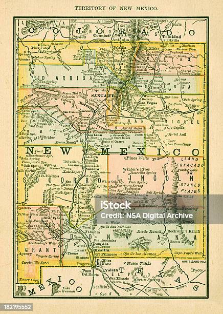 뉴 멕시코미국 앤틱형 표시맵 고해상도 뉴멕시코에 대한 스톡 벡터 아트 및 기타 이미지 - 뉴멕시코, 지도, 0명