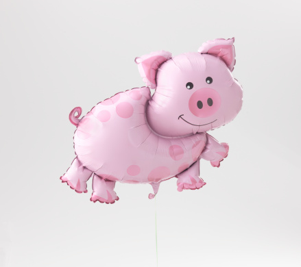 Balloon to have pig's shape.Balloon made of metallic.Let's stroll with this balloon.