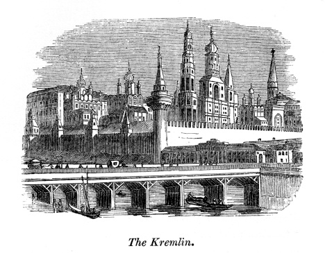 Vintage engraving of The Kremlin Russia 19th Century