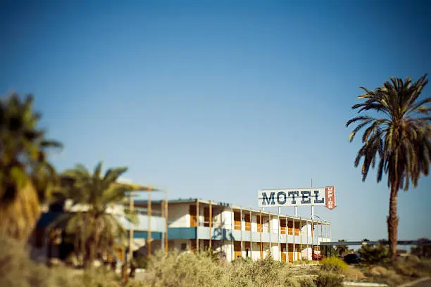 "Abandoned motel in the Salton Sea, California.  This motel is no longer standing and has been demolished."