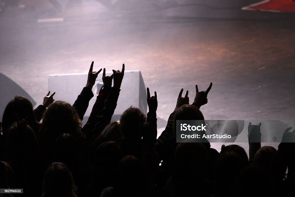 Rocking crowd People at a good concert Metal Stock Photo