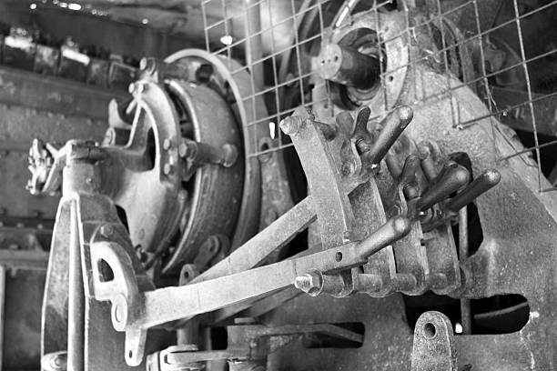 istock Control handles of old winch mechanism 182196575