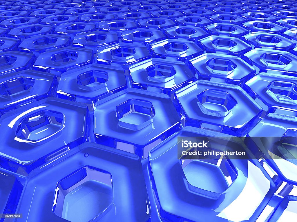 Glass hexagon background "A clean, blue background made of 3d rendered glass hexagons." Art Stock Photo