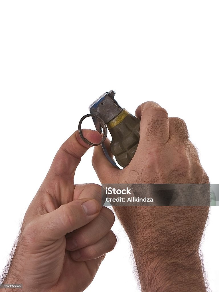 Mani tenendo granade tirando pin - Foto stock royalty-free di Ananas