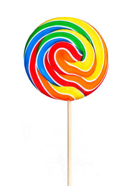 istock Rainbow giant lollipop on a white background 182197307