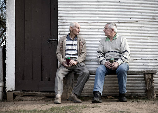 Elderly Brothers stock photo