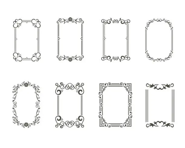 Vector illustration of Vector decorative frame. Elegant element for design template, place for text. Floral border.