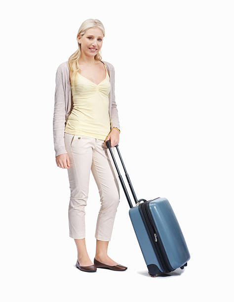 istock Smiling young lady with her luggage 182197874