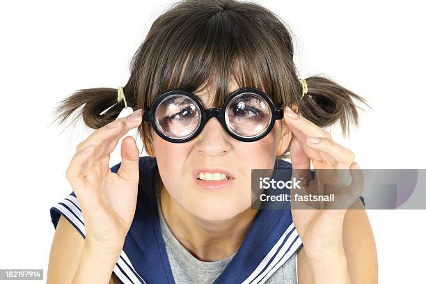 Funny Girl In Thick Lens Glasses Stock Photo - Download Image Now - Thick, Eyeglasses, Females