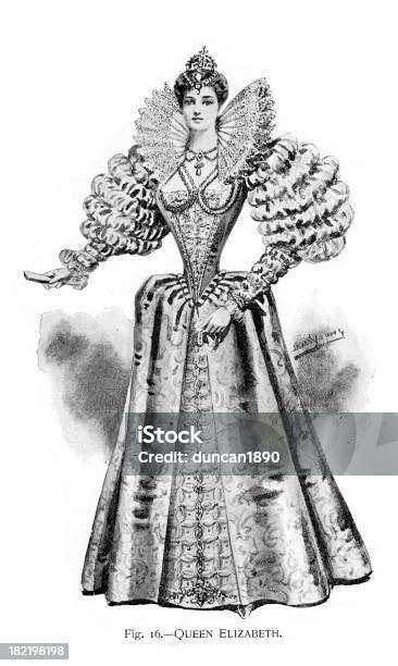 Queen Elizabethkostüm Stock Vektor Art und mehr Bilder von Tudorstil - Tudorstil, Elisabethanischer Stil, Junge Frauen