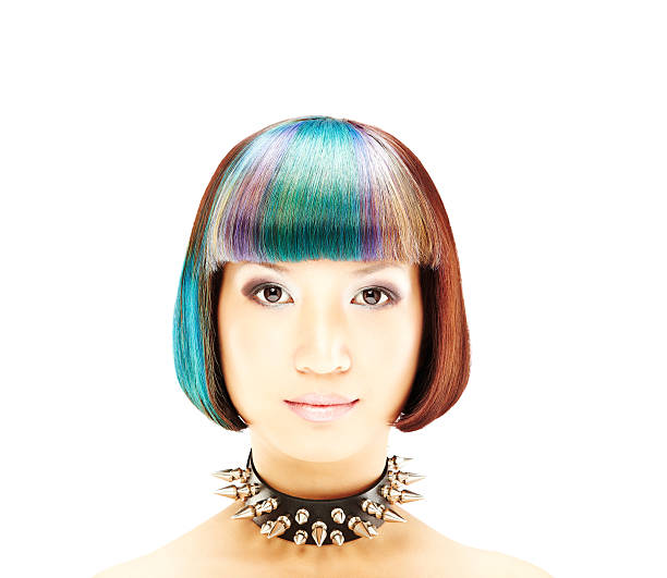 istock Woman with Multi-Colored Hair and Spiked Collar 182199058