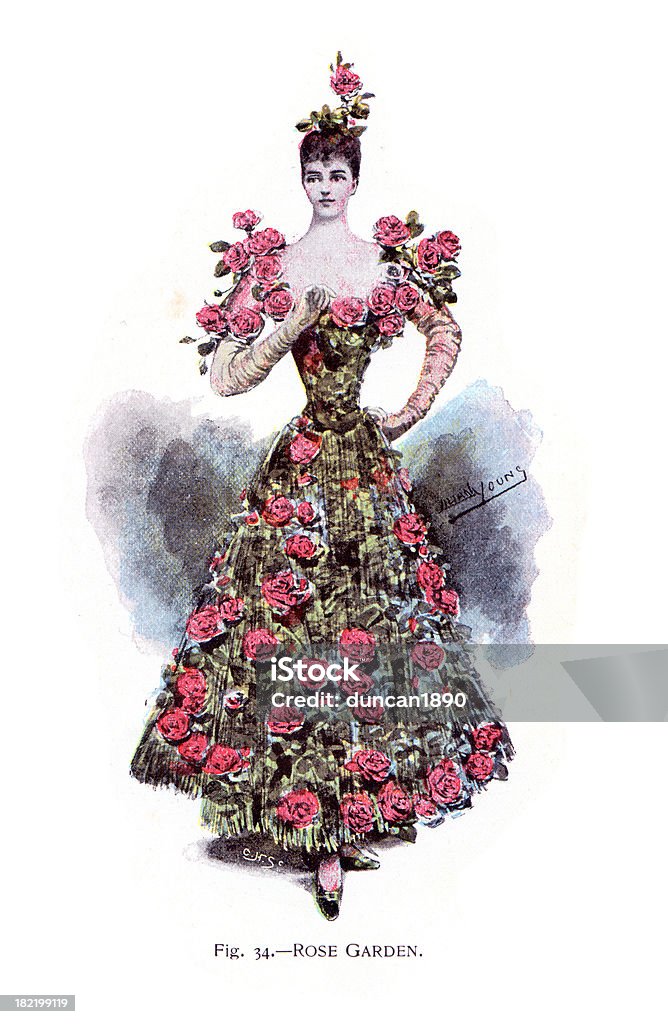 Rose Garden Costume-Stile vittoriano - Illustrazione stock royalty-free di Abbigliamento