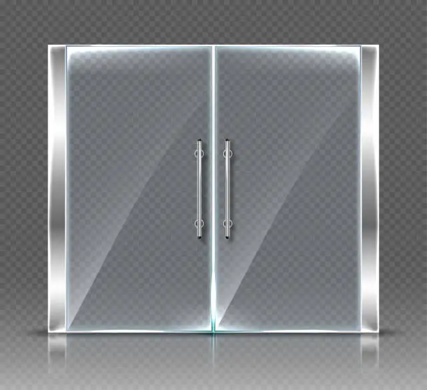 Vector illustration of Glass doors isolated on transparent background. Vector realistic illustration