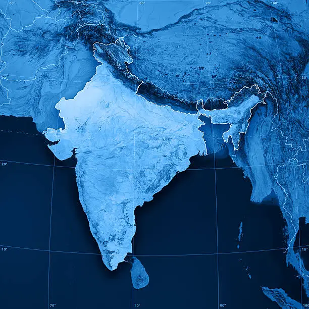 Photo of India Topographic Map