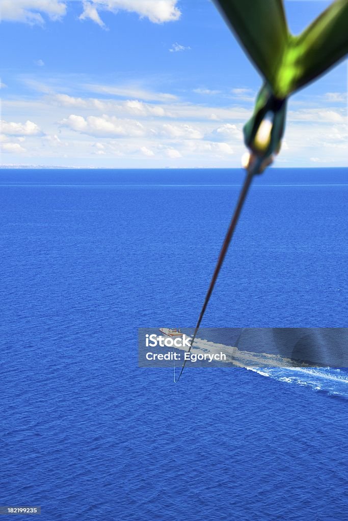 Parasailing. Bird's eye view Parasailing. Aerial view. Vacation entertainment. Activity Stock Photo