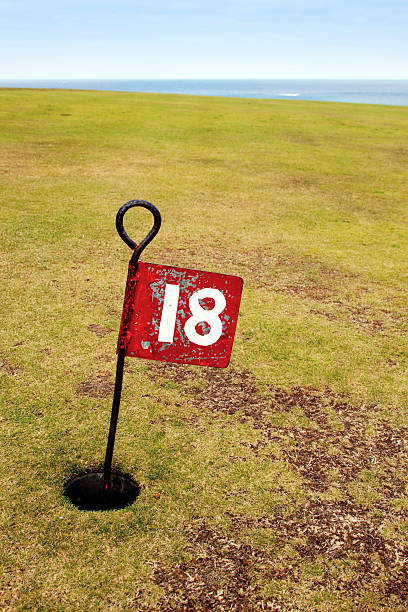 Number 18 putting green flag.