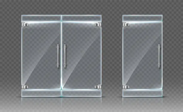 Vector illustration of Glass doors isolated on transparent background. Vector realistic illustration