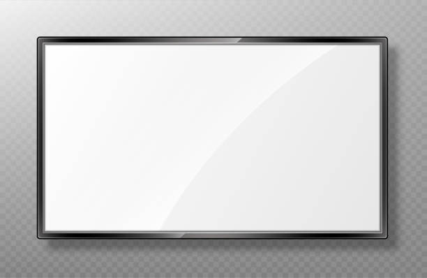 istock Realistic TV screen mockup. Modern lcd panel isolated on transparent background. Led monitor display. Blank television template. Vector realistic illustration 1821995713