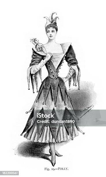 Bouffon Robe Costume De Fantaisie Vecteurs libres de droits et plus d'images vectorielles de Bouffon - Bouffon, Femmes, Gravure