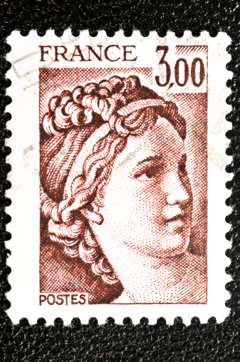 FRANCE - CIRCA 1978: stamp printed by France, shows The Sabine Women (detail): (1748-1825) by Jacques-Louis David, circa 1978