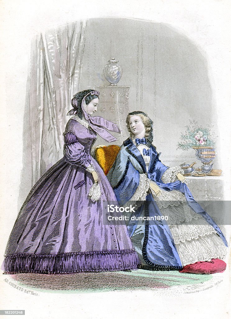 Victorian Mode Junge Frauen - Lizenzfrei Kleid Stock-Illustration