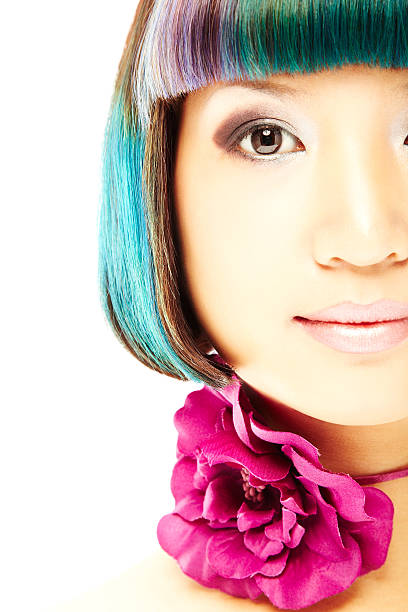 istock Woman With Multi-colored Hair and Flower Collar 182201532