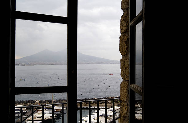 Vesuvis Seen from a Window in Castel dell'Ovo, Naples