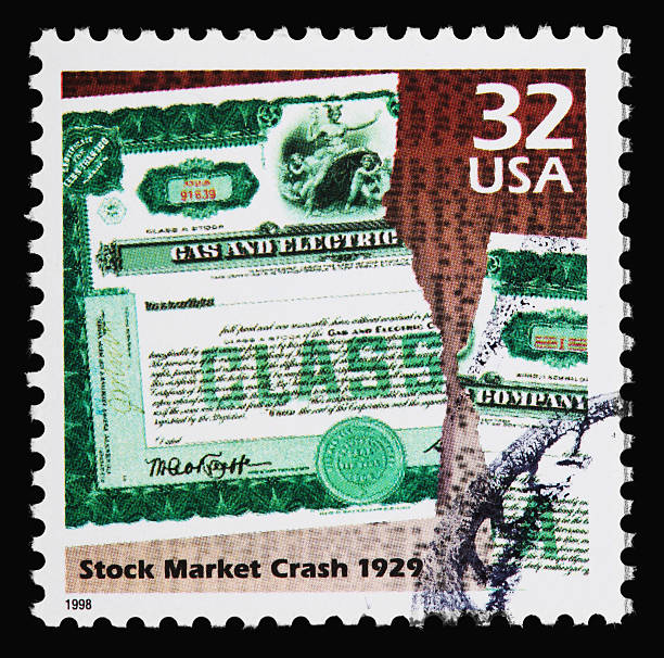 Stock market crash stamp 1929 stock market crash stamp on a black background. 1929 stock pictures, royalty-free photos & images