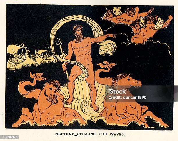 Nepture Stilling The Waves Stock Illustration - Download Image Now - Neptune - Roman God, God, Roman