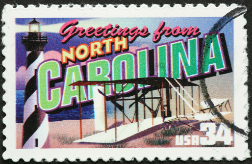 Wright flyer and lighthouse on North Carolna stamp
