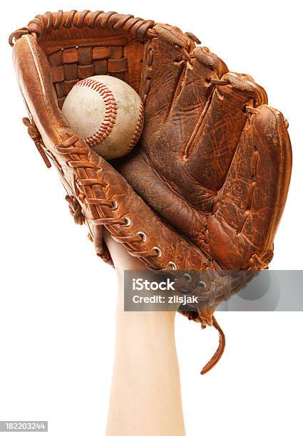 Gloved Hand Raised To Catch Baseball Stock Photo - Download Image Now - Baseball - Sport, Catching, Baseball - Ball