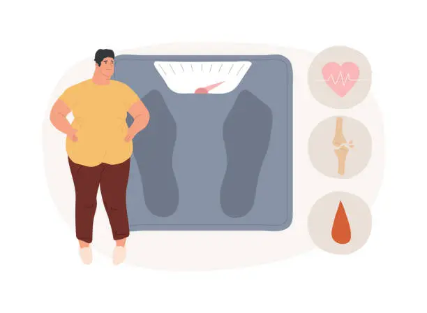 Vector illustration of Obesity health problem isolated concept vector illustration.