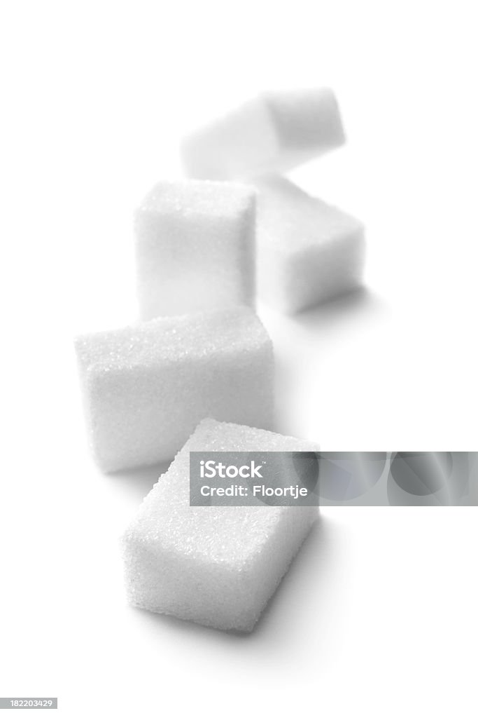 Zutaten: Zucker Würfel - Lizenzfrei Weißer Hintergrund Stock-Foto