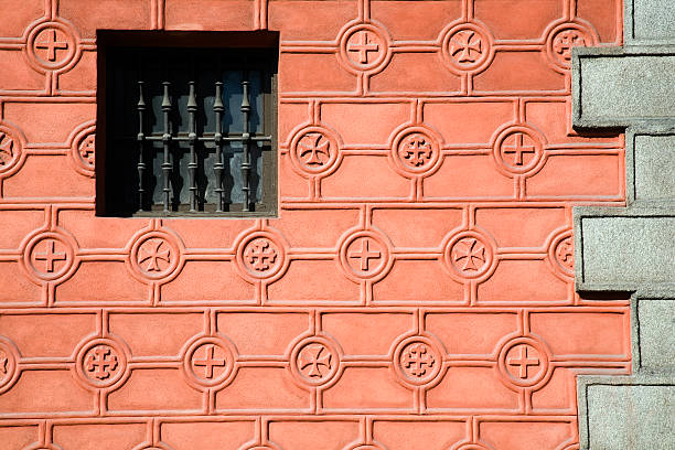 Window in Red Wall stock photo