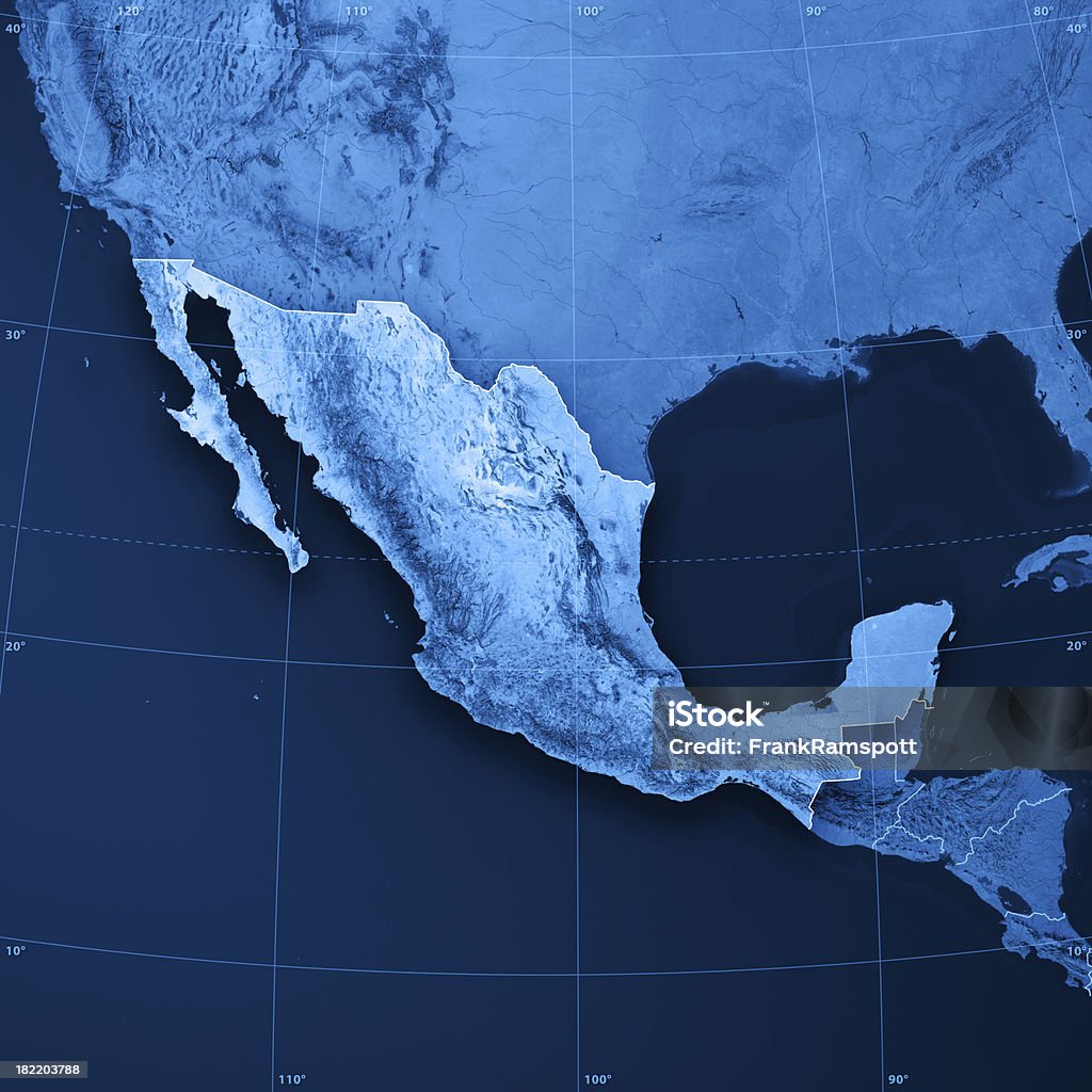 Mappa topografica del Messico - Foto stock royalty-free di Messico