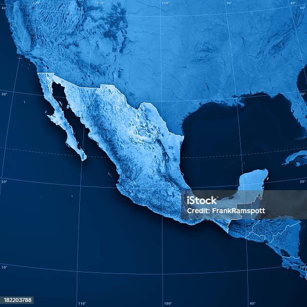 Mappa Topografica Del Messico - Fotografie stock e altre immagini di Messico - Messico, Carta geografica, Penisola di Bassa California