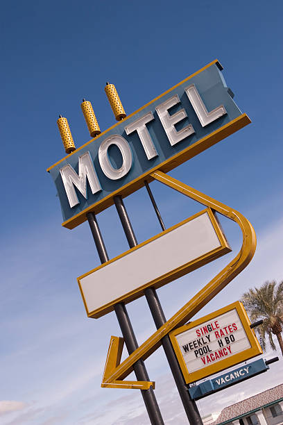 istock Motel Sign Ready For Your Message, Retro, Travel Background 182203870