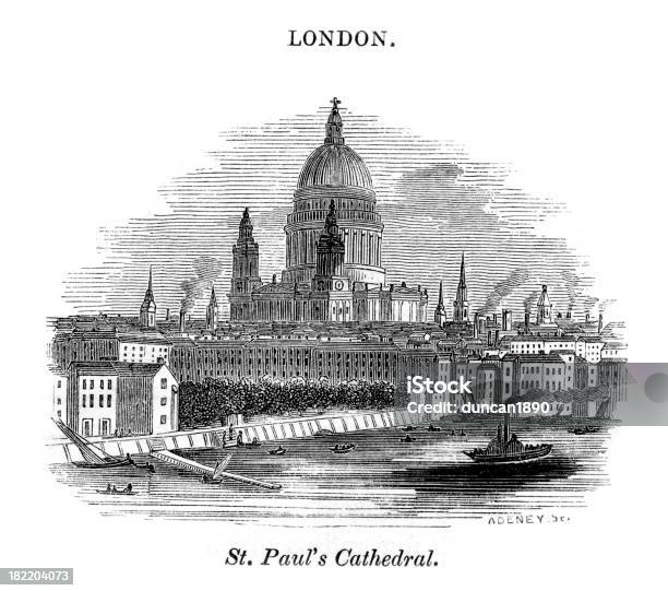 Ilustración de Catedral De Saint Pauls De Londres y más Vectores Libres de Derechos de Londres - Inglaterra - Londres - Inglaterra, Antigualla, Catedral