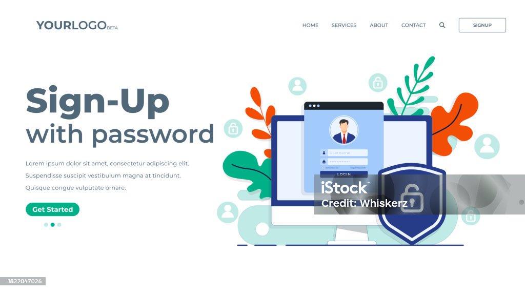 Online Registration Or Sign Up User Interface Screen On Desktop ...