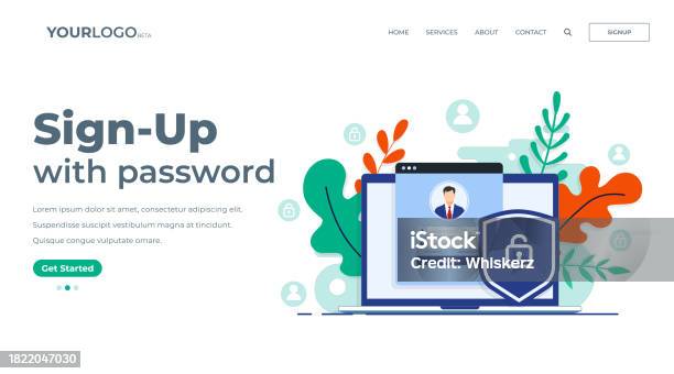 Online Registration Or Sign Up User Interface Screen On Laptop Secure ...