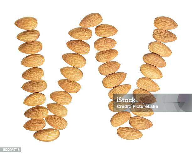 Almonds Alphabet Uppercase Letter W Stock Photo - Download Image Now - Almond, Alphabet, Close-up