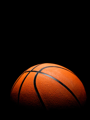 basketball close up with black background and copy space