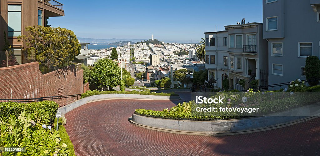 Lombard Street de slalom de la Coit Tower, à San Francisco, Californie-Vue sur la ville - Photo de Appartement libre de droits