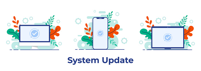 Software Update Complete Screen Flat Vector Illustration Of Software Update Complete On The Screen Of ...