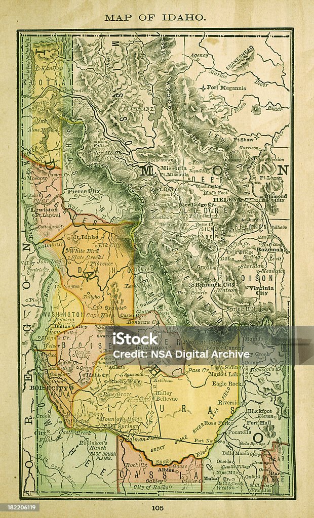 Idaho/EUA, mapas antigos e alta resolução - Ilustração de Idaho royalty-free