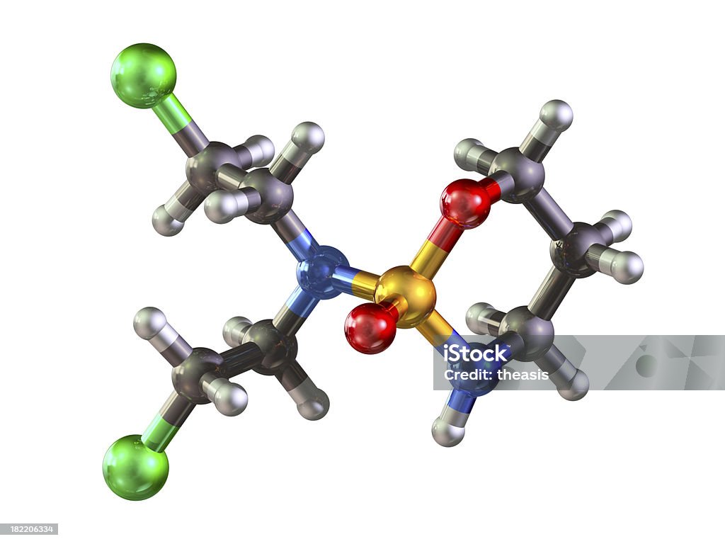 Un ballon et bâton modèle de cyclophosphamide - Photo de Atome libre de droits