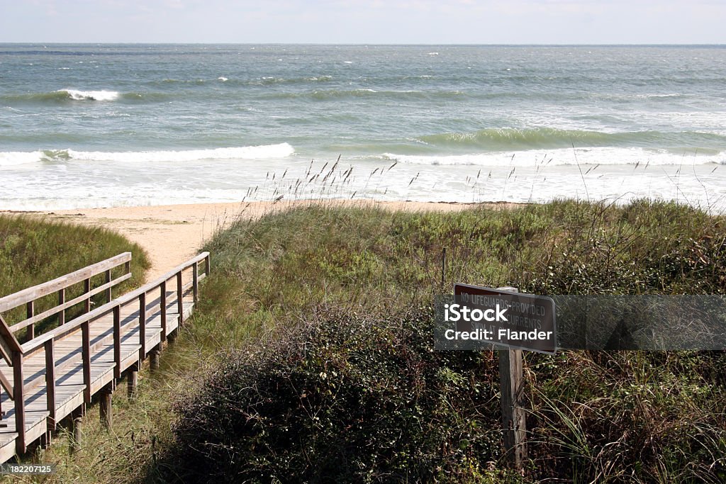 Beach Overlook And Warning Sign Ponte Vedra Beach, Florida Above Stock Photo