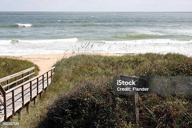 Beach Overlook And Warning Sign Stock Photo - Download Image Now - Above, Atlantic Ocean, Beach