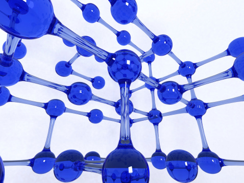 Transparent blue material forming a network of circles.